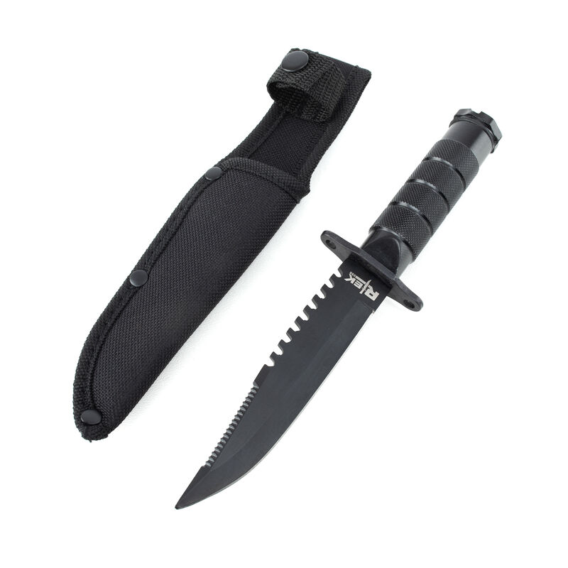 8.5" RTEK Black Survival Knife with Compass & Kit, , large image number 0
